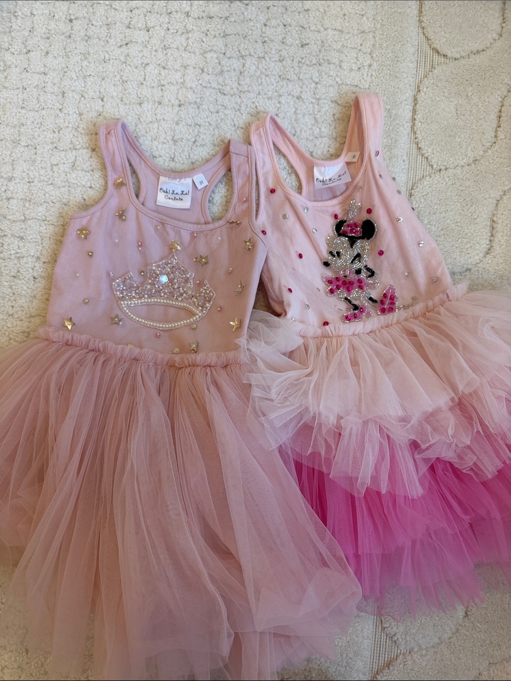 Ooh! La, La! Couture Pink Tulle Princess & Minnie Twin Dress Set